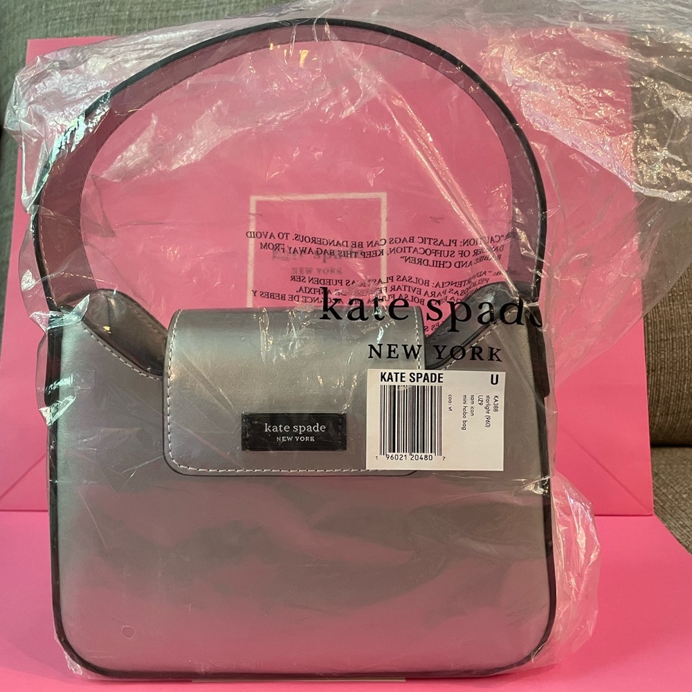 Kate spade Sam icon silver hobo in metallic patent leather | NWT and in plastic